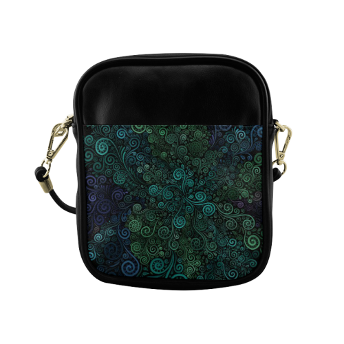 Turquoise Psychedelic Rose Sling Bag (Model 1627)