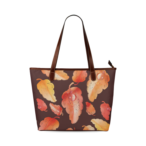Red- orange leaves Shoulder Tote Bag (Model 1646)