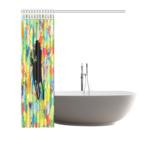 Horse Shape Template Colorful Splash Shower Curtain 72"x72"