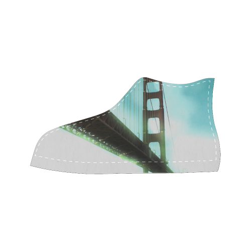 Green Bokeh Golden Gate Bridge (black) Women's Classic High Top Canvas Shoes (Model 017)