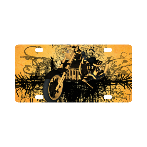 Steampunk, awesome motorcycle with floral elements Classic License Plate