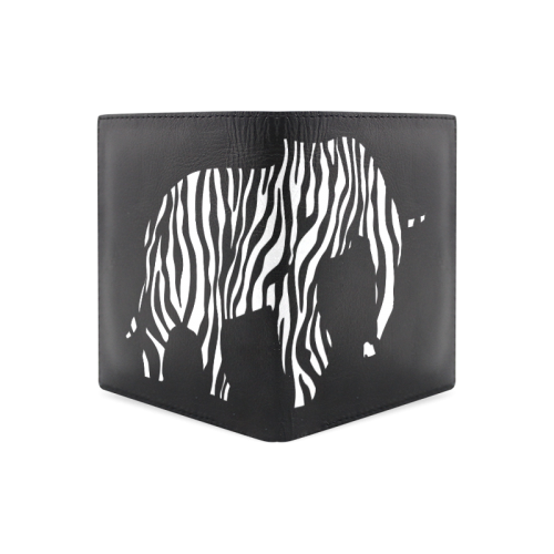 ZEBRAPHANT Elephant with Zebra Stripes black white Men's Leather Wallet (Model 1612)