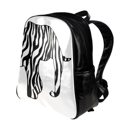 ZEBRAPHANT Elephant with Zebra Stripes black white Multi-Pockets Backpack (Model 1636)