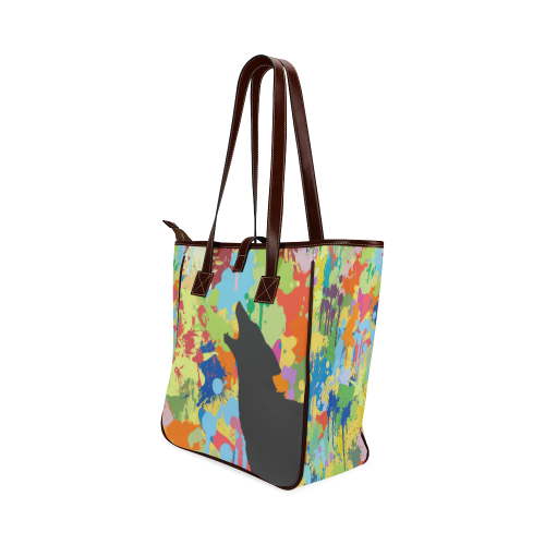 Black Wolf Shape Colorful Splash Classic Tote Bag (Model 1644)