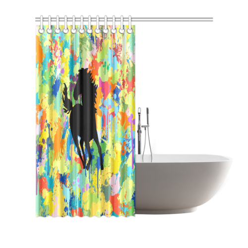 Horse Shape Template Colorful Splash Shower Curtain 72"x72"