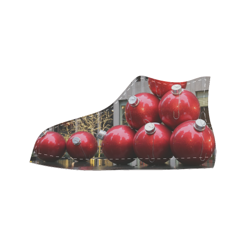 NYC Christmas Ball Ornaments (black) Women's Classic High Top Canvas Shoes (Model 017)