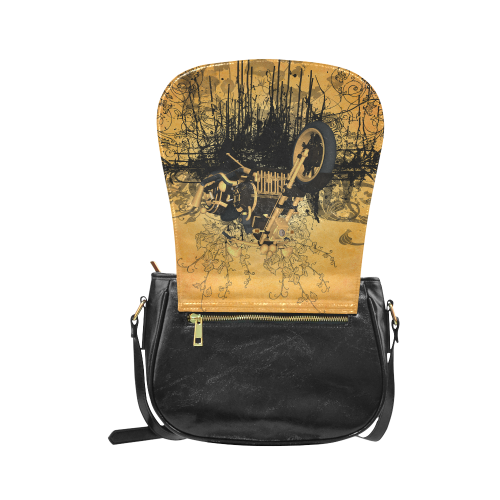 Steampunk, awesome motorcycle with floral elements Classic Saddle Bag/Large (Model 1648)