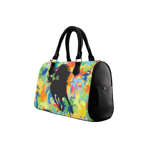 Horse Shape Template Colorful Splash Boston Handbag (Model 1621)