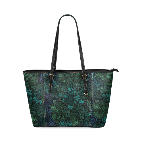 Turquoise 3D Rose Leather Tote Bag/Small (Model 1640)