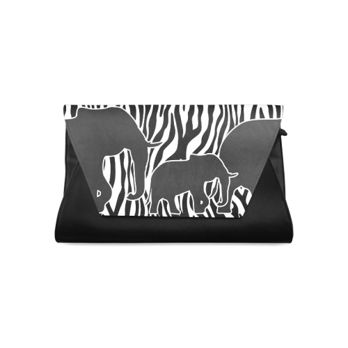 ELEPHANTS to ZEBRA stripes black & white Clutch Bag (Model 1630)