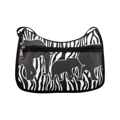 ELEPHANTS to ZEBRA stripes black & white Crossbody Bags (Model 1616)