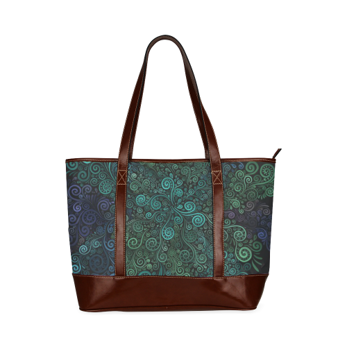 Turquoise Psychedelic Rose Tote Handbag (Model 1642)