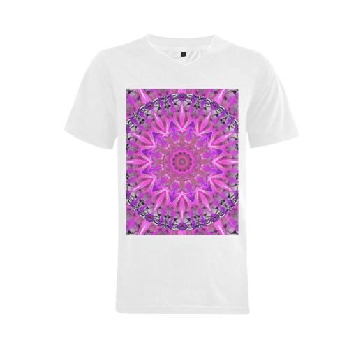 Lavender Lace Abstract Pink Light Love Lattice Men's V-Neck T-shirt (USA Size) (Model T10)