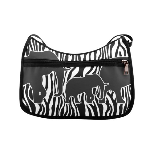 ELEPHANTS to ZEBRA stripes black & white Crossbody Bags (Model 1616)