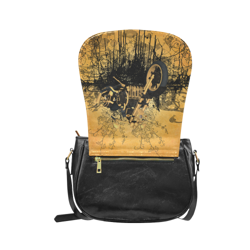 Steampunk, awesome motorcycle with floral elements Classic Saddle Bag/Small (Model 1648)