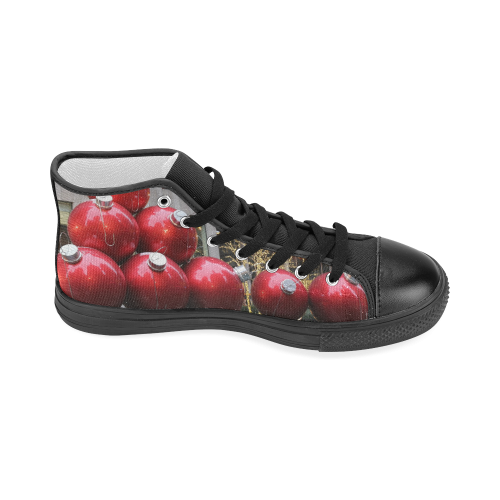 NYC Christmas Ball Ornaments (black) Women's Classic High Top Canvas Shoes (Model 017)