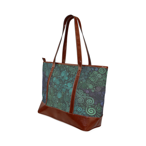 Turquoise Psychedelic Rose Tote Handbag (Model 1642)