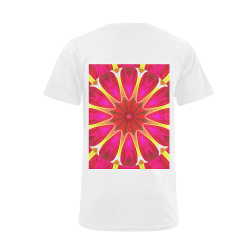 Cherry Daffodil Abstract Modern Pink Flowers Zen Men's V-Neck T-shirt  Big Size(USA Size) (Model T10)