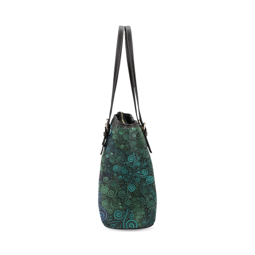 Turquoise 3D Rose Leather Tote Bag/Small (Model 1640)