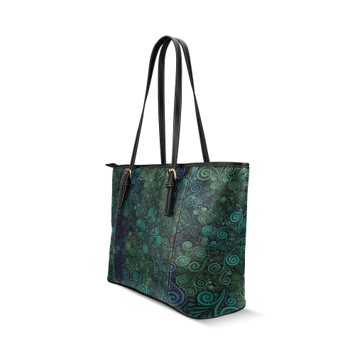 Turquoise 3D Rose Leather Tote Bag/Small (Model 1640)