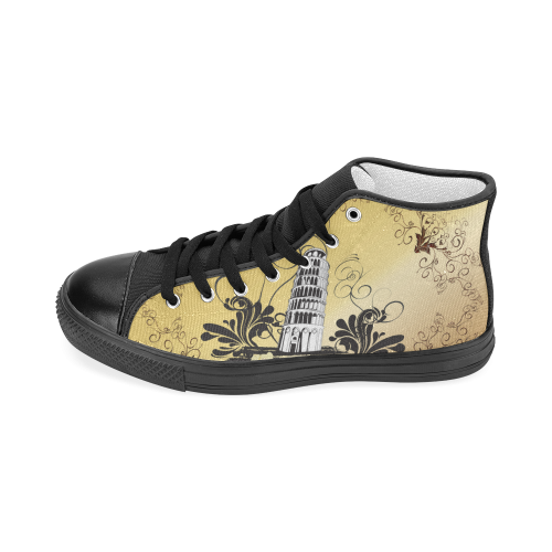 The leaning tower of Pisa Women's Classic High Top Canvas Shoes (Model 017)