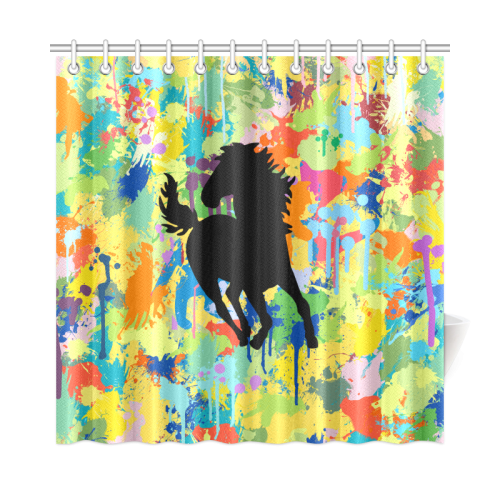 Horse Shape Template Colorful Splash Shower Curtain 72"x72"