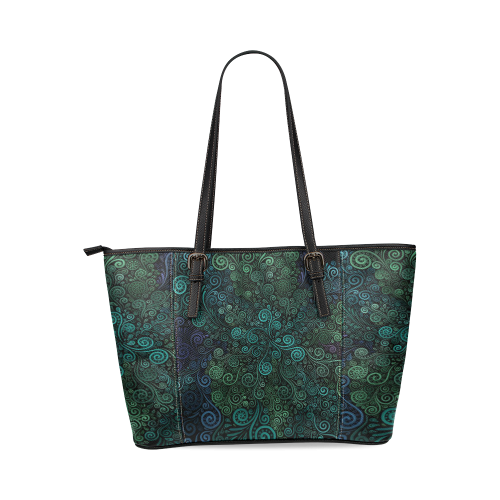 Turquoise 3D Rose Leather Tote Bag/Small (Model 1640)