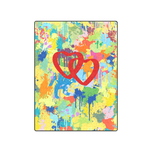 Love Hearts Colorful Splash Design Blanket 50"x60"