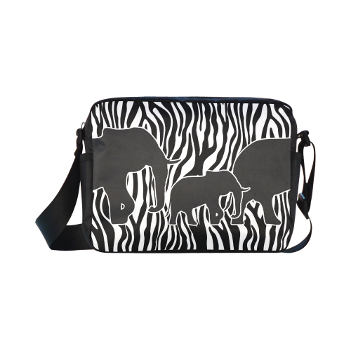 ELEPHANTS to ZEBRA stripes black & white Classic Cross-body Nylon Bags (Model 1632)