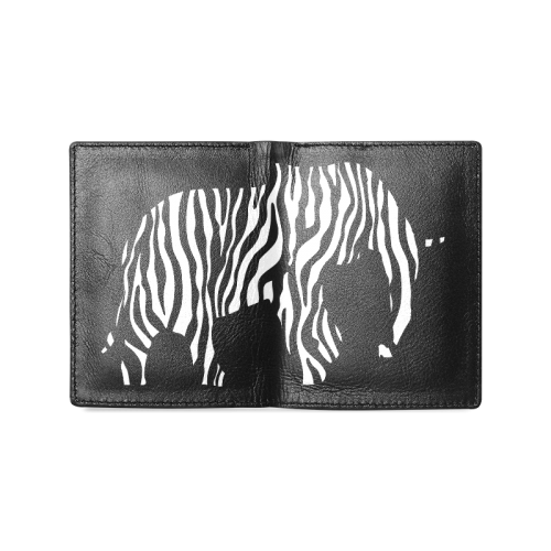 ZEBRAPHANT Elephant with Zebra Stripes black white Men's Leather Wallet (Model 1612)