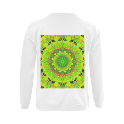 Golden Green Foliage Ferns Abstract Summer Days Gildan Crewneck Sweatshirt(NEW) (Model H01)