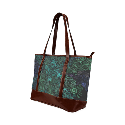 Turquoise Psychedelic Rose Tote Handbag (Model 1642)