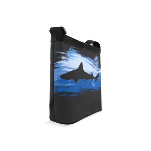 Shark Shape Template Blue Painting Crossbody Bags (Model 1613)