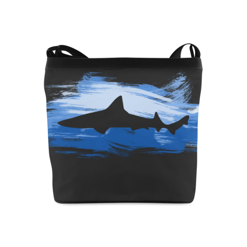 Shark Shape Template Blue Painting Crossbody Bags (Model 1613)