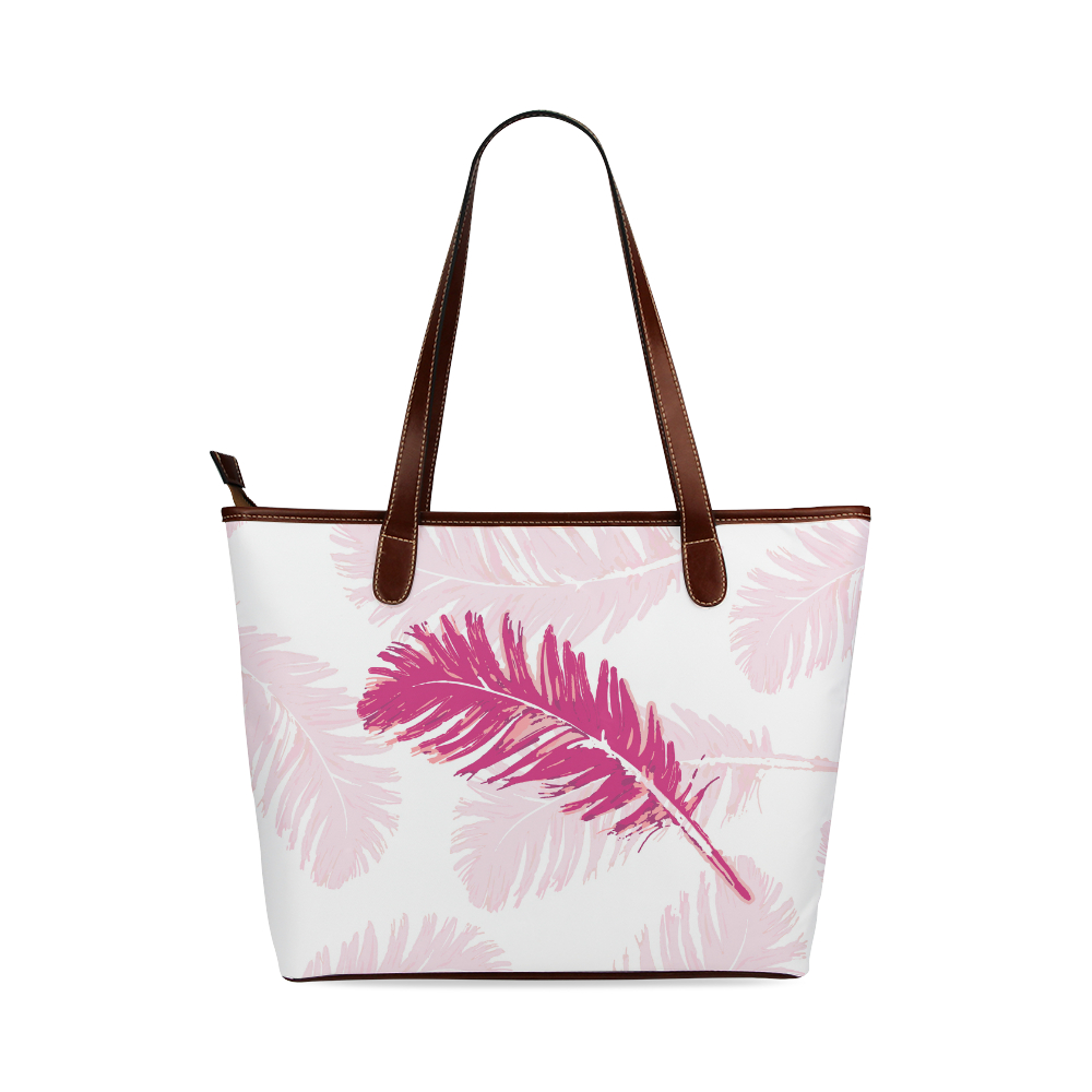 Pink feathers Shoulder Tote Bag (Model 1646) ID D405595