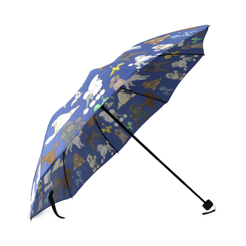 poodle umbrella navy Foldable Umbrella (Model U01)