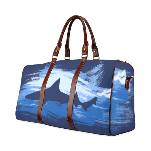 Shark Shape Template Blue Painting Waterproof Travel Bag/Small (Model 1639)