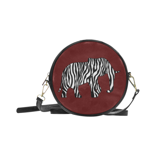 ZEBRAPHANT Elephant with Zebra Stripes black white Round Sling Bag (Model 1647)
