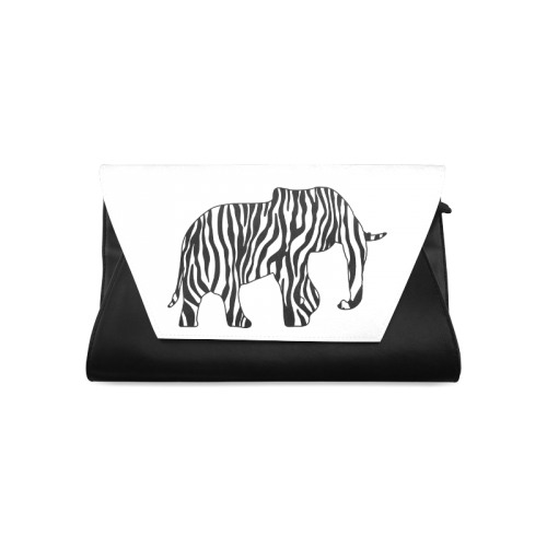 ZEBRAPHANT Elephant with Zebra Stripes black white Clutch Bag (Model 1630)