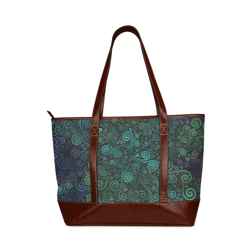 Turquoise Psychedelic Rose Tote Handbag (Model 1642)