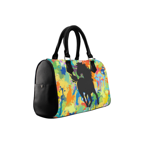 Horse Shape Template Colorful Splash Boston Handbag (Model 1621)