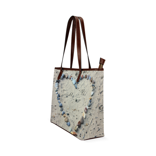 Beach Heart Stones Shoulder Tote Bag (Model 1646)