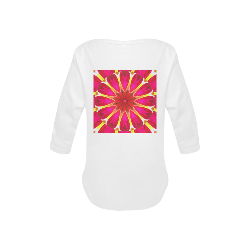 Cherry Daffodil Abstract Modern Pink Flowers Zen Baby Powder Organic Long Sleeve One Piece (Model T27)