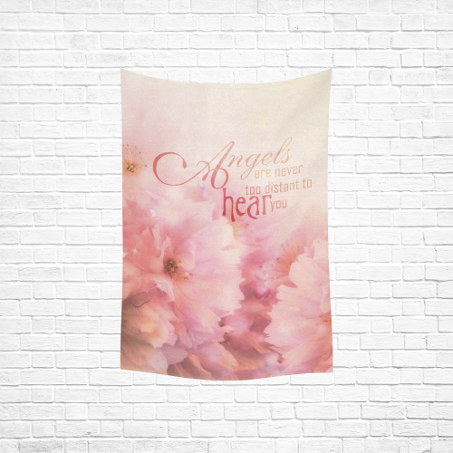 Pink Cherry Blossom for Angels Cotton Linen Wall Tapestry 40"x 60"