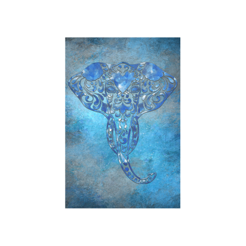 A blue watercolor elephant portrait in denim look Cotton Linen Wall Tapestry 40"x 60"