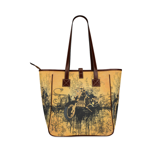 Steampunk, awesome motorcycle with floral elements Classic Tote Bag (Model 1644)