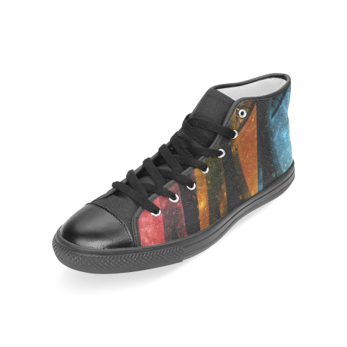 Seattle Space Needle Three Stripes (black) Women's Classic High Top Canvas Shoes (Model 017)