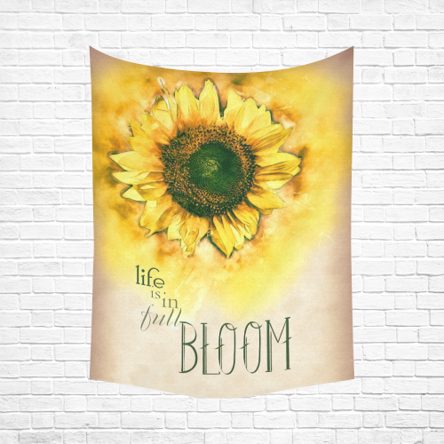 Painting Sunflower - Life is in full bloom Cotton Linen Wall Tapestry 60"x 80"
