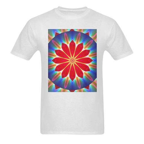 Blue Ice Flowers Red Abstract Modern Petals Zen Sunny Men's T- shirt (Model T06)