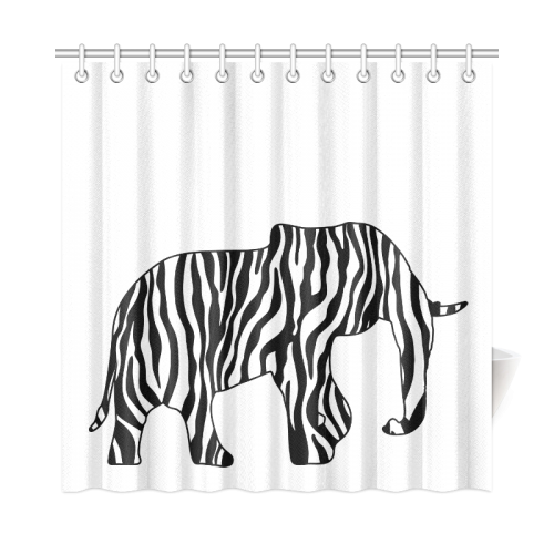 ZEBRAPHANT Elephant with Zebra Stripes black white Shower Curtain 72"x72"